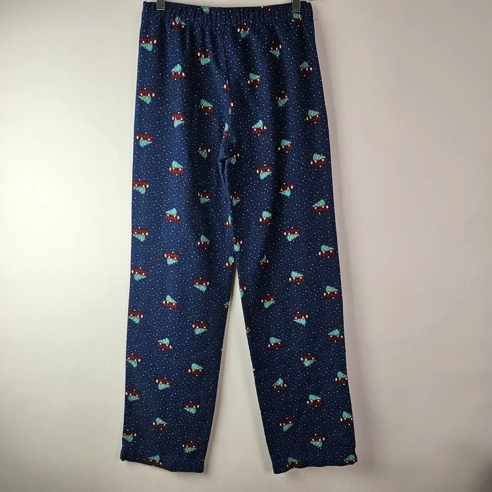 Lands Ends-Flannel Pajama Pants- XL 18- Camper Van Print-Cotton- Stretch‎ Waist